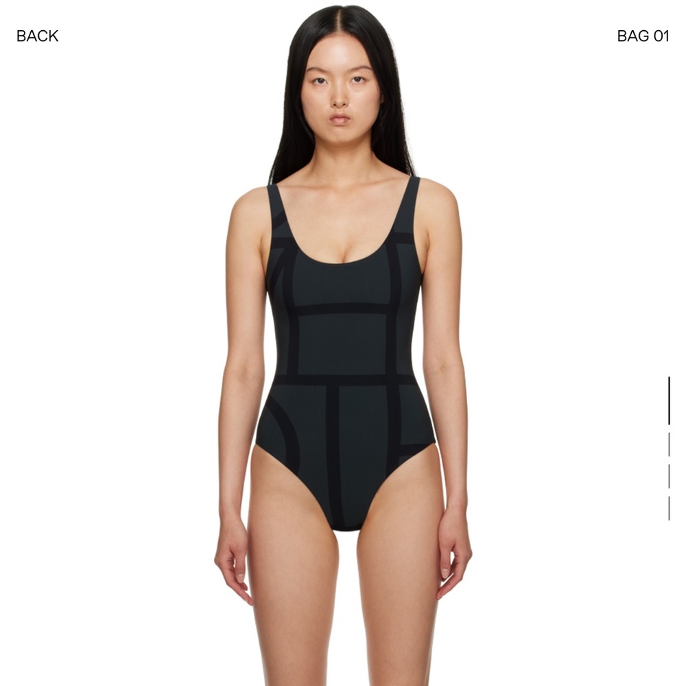 Toteme black monogram one piece swimsuit size small